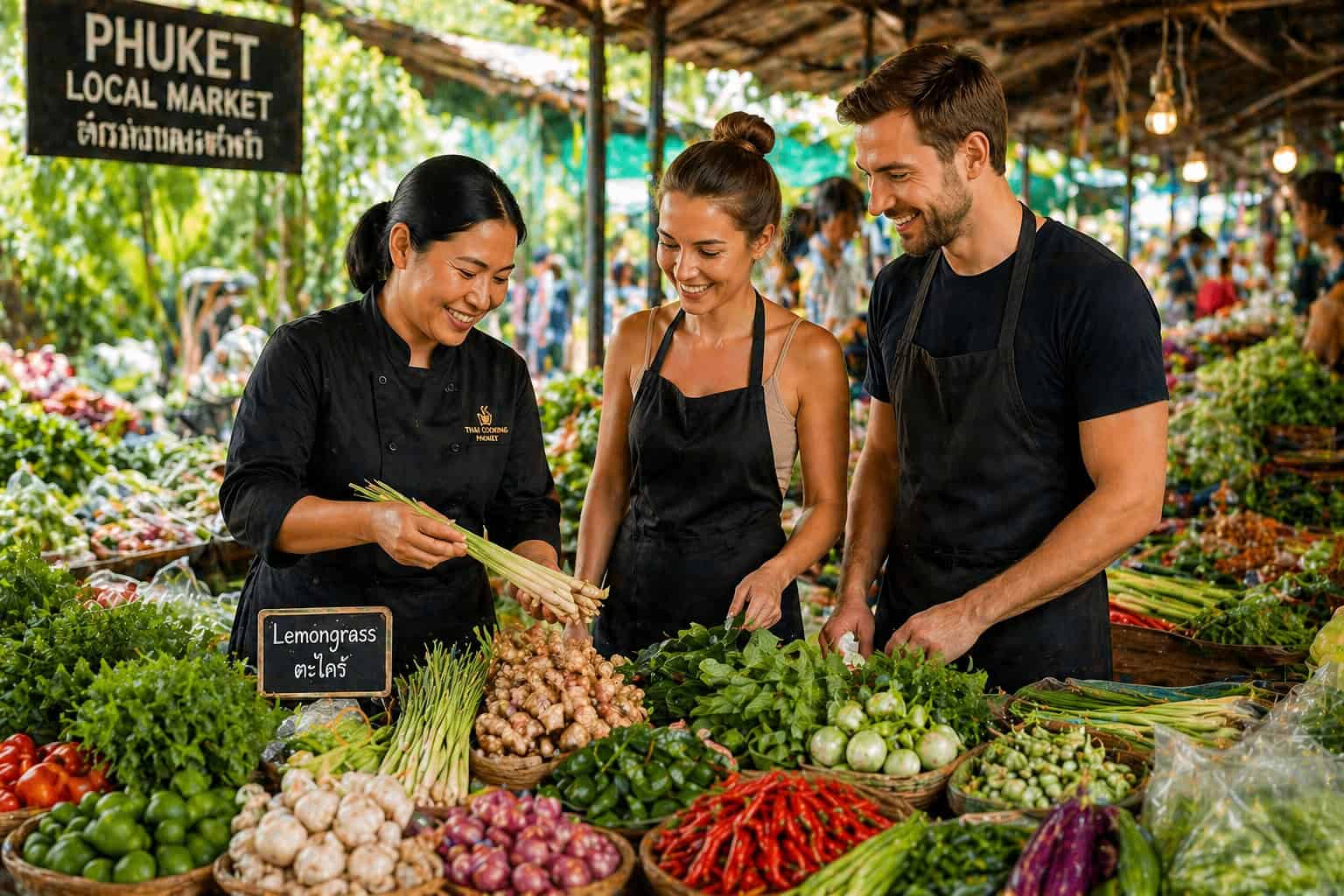 Phuket market visit Thai cooking class ingredients