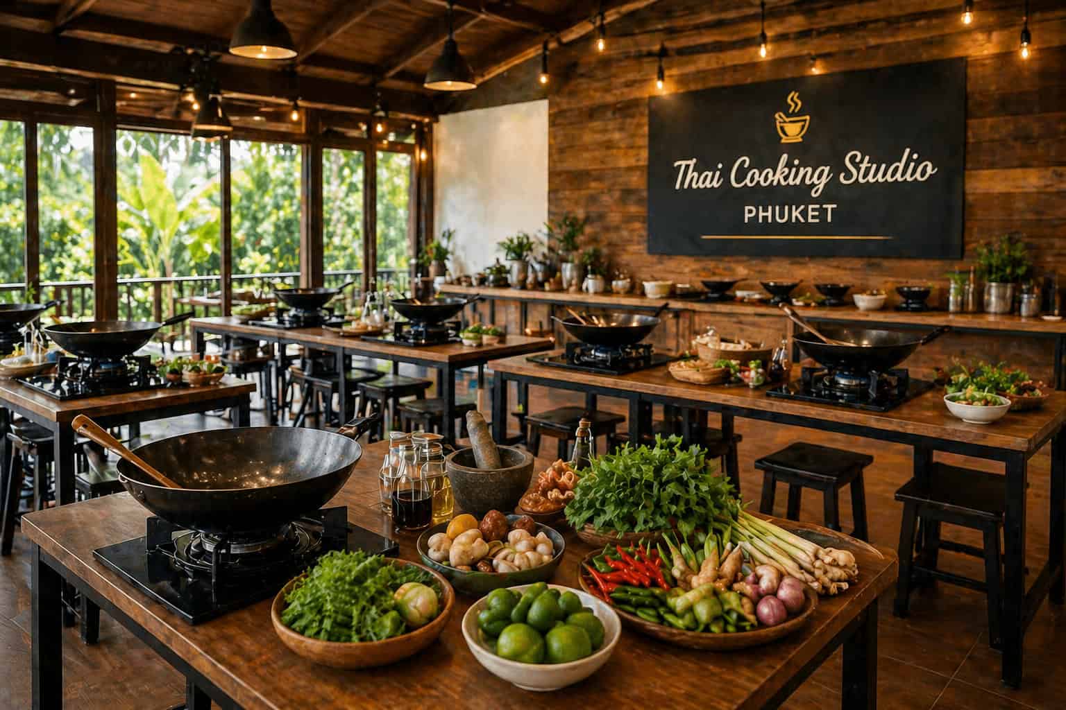 Thai cooking studio Phuket class setup
